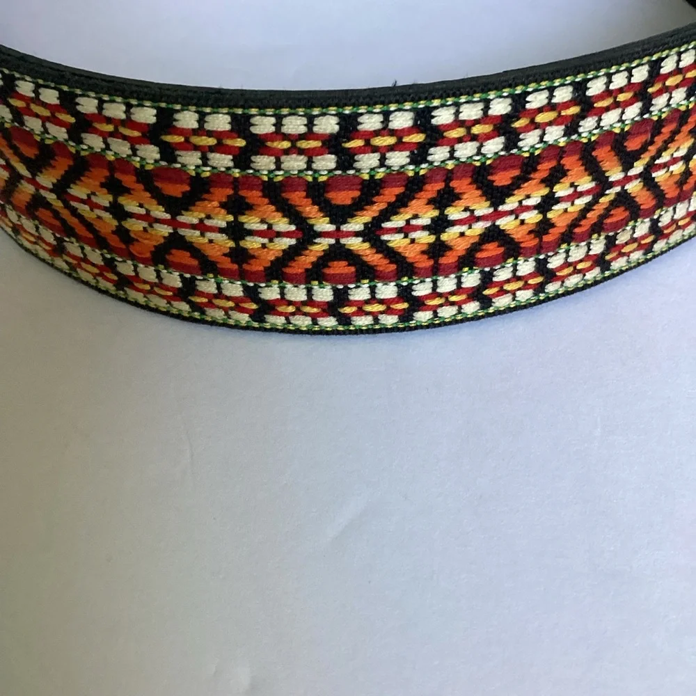 Tex Tan Genuine Leather Belt Handcrafted Southwest Woven Design Brass Buckle 38